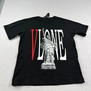 Vlone Shirt Mens Medium Black Statue Of Liberty Graphic Crew Neck